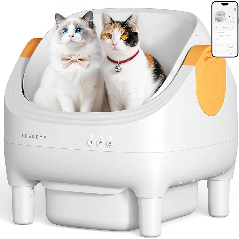Smart Open-Top Litter Box with App Control, 10L Waste Bin, Trash Bags, Suitable for Multiple Cats