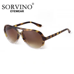 SORVINO Trend Retro Aviation Sunglasses Tortoiseshell Gradient Men Vintage Rivet Women Brand Design Oversized Pilot Sun Glasses