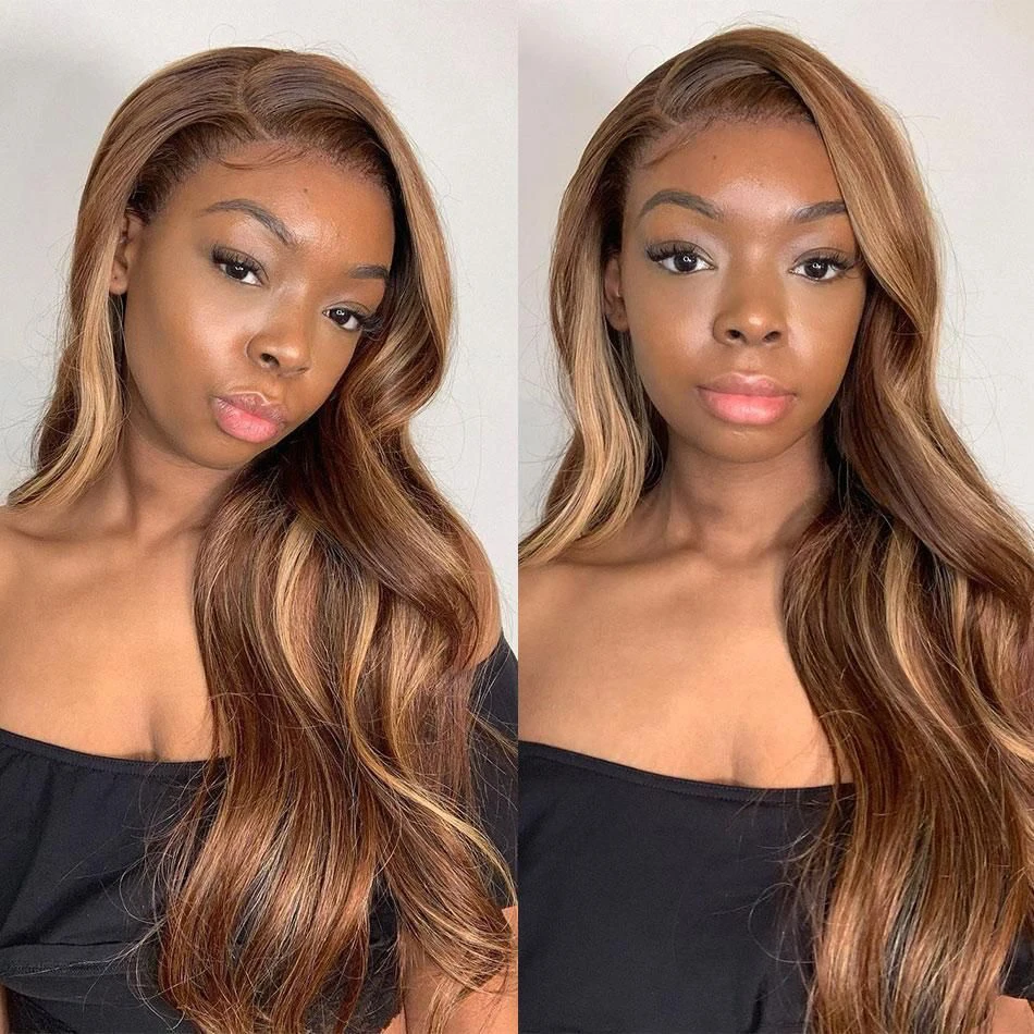 Remy Brazilian hair 4/27 13x4 Hd lace deep wave frontal wig ShineFull Natural Hairline 250% Density Body Wave Human hair wigs