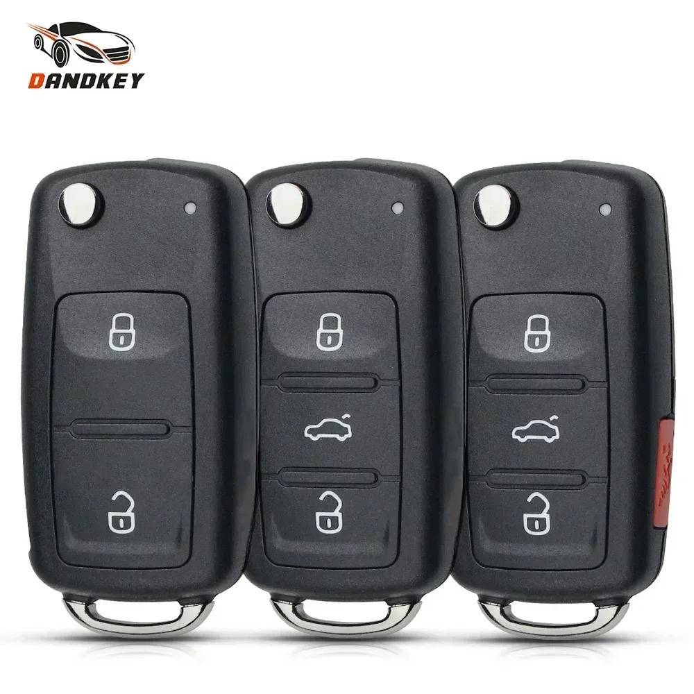 

Dandkey 5PCS 2/3/4 Buttons For VW Volkswagen Golf Mk6 Tiguan Polo Passat Skoda Octavia Flip Car Remote Key Shell Fob Case
