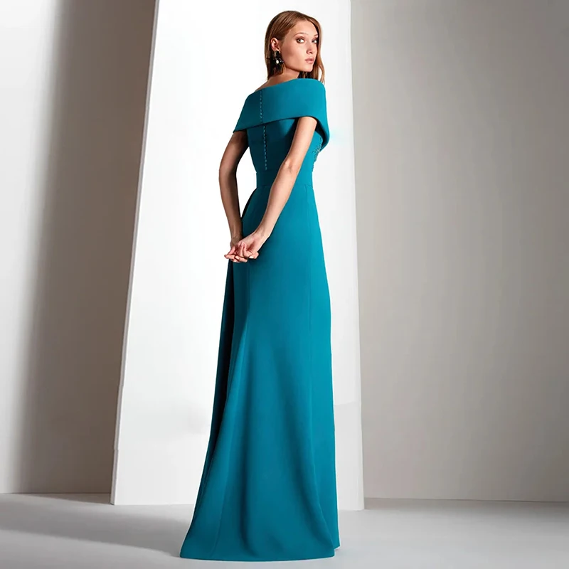 المرأة البط البري خارج الكتف الخامس الرقبة ثوب مسائي حورية البحر الطابق طول فستان أم العروس الدانتيل التطريز الكرة ثوب #2