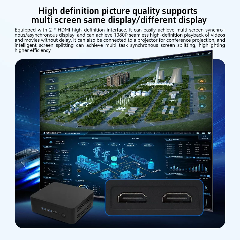 Mini PC 12th Gen I5 N150 16GB DDR5 256GB PCIe SSD Dual LAN DP Type-C RJ45 for US Market