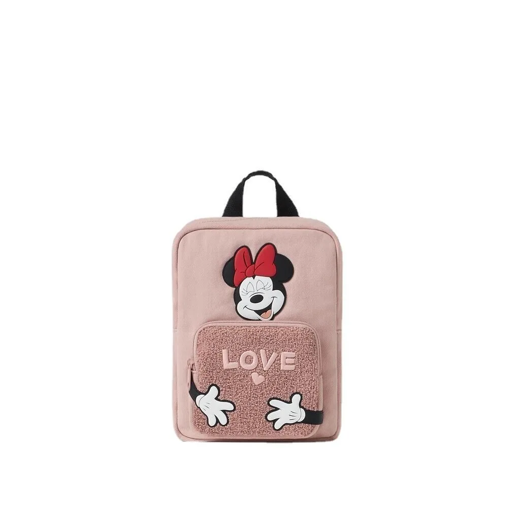 Disney cartoon Minnie Mouse New Kids Backpack Mini Minnie Schoolbag Girls and Boys Cute Shoulder Bag