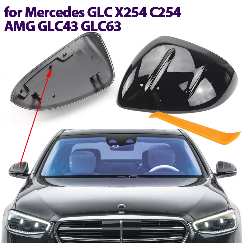 Carbon Fiber Style Black mirror cover Replacement for Mercedes-Benz GLC X254 C254 200 300 350 400 GLC43 GLC63 43 63 2023-2025