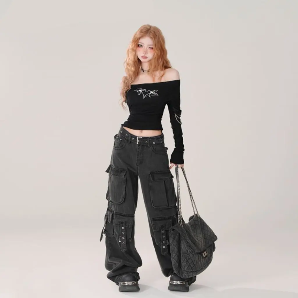 

Ретро стираные джинсы, прямые свободные широкие брюки, уличный дизайн для мужчин и женщин, в наличии