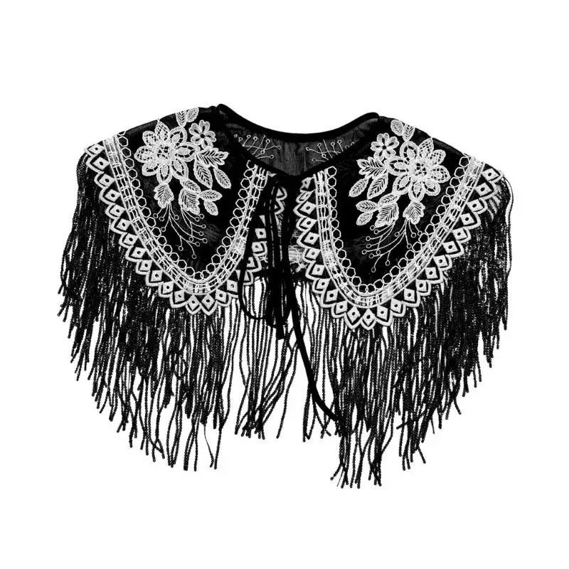 31bb-tie-front-false-collar-for-women-embroidered-shoulder-layer-with-long-beaded-fringe-shawl-wrap-for-traditional