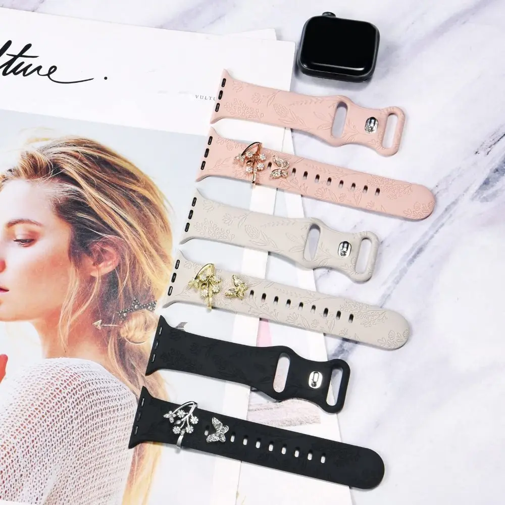 

Креативный металлический браслет-украшение для часов, брошь, декоративное кольцо, бриллиантовые подвески для ремешка iWatch, аксессуары для ремешков часов
