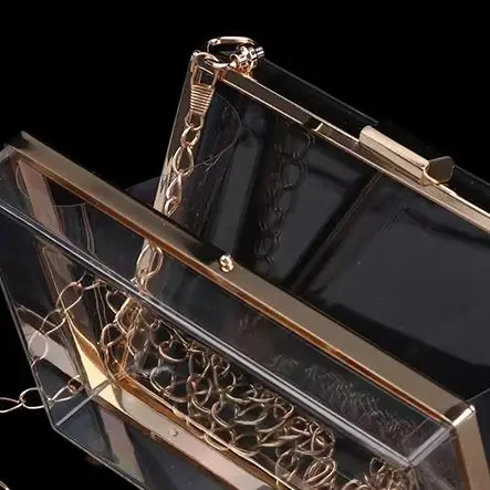 

Transparent Acrylic Box Clutch Bag Chain Messenger Bag Women Evening Bags Handbag Chain Shoulder Bag Cosmetic Bag