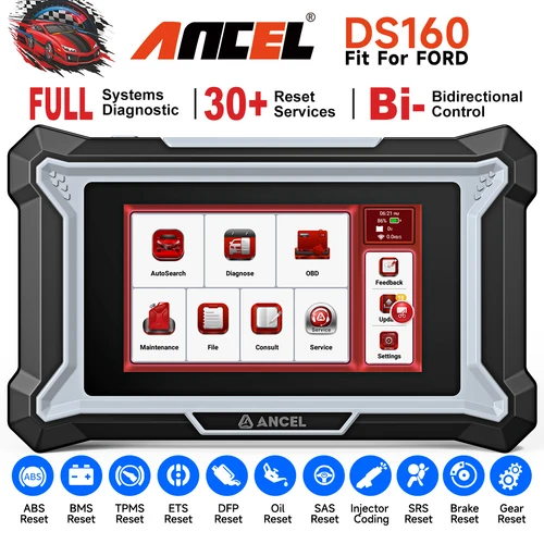 2025 ANCEL DS160 포드 obd2 스캐너 활성 테스트 ECU 코딩 D.PF TPMS 오일 30 재설정 전체 시스템 자동차 진단 검사 도구