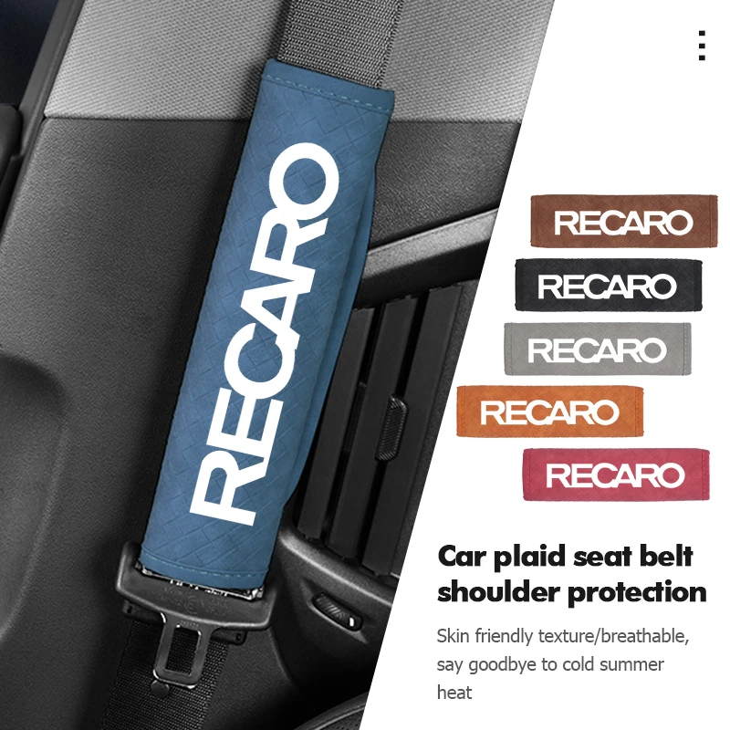 Car Seat Belt Covers Soft Leather Shoulder Pad Backpack Straps For Recaro