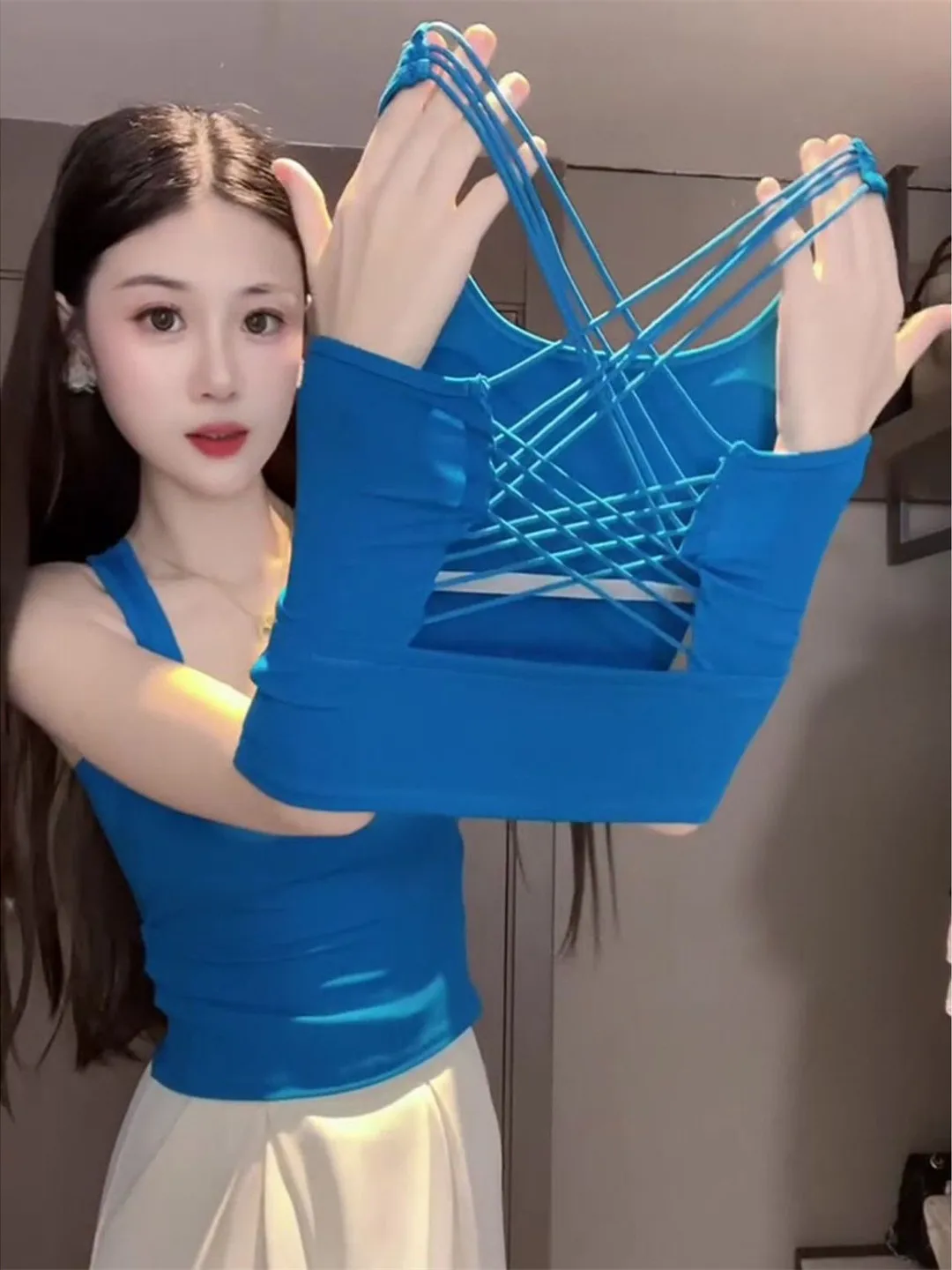 

Sexy Spicy Girl Cross Ba Strap Vest Women's Slim Fit Svel Top Summer New Sle Outdoor Indoor Matching Tank Top