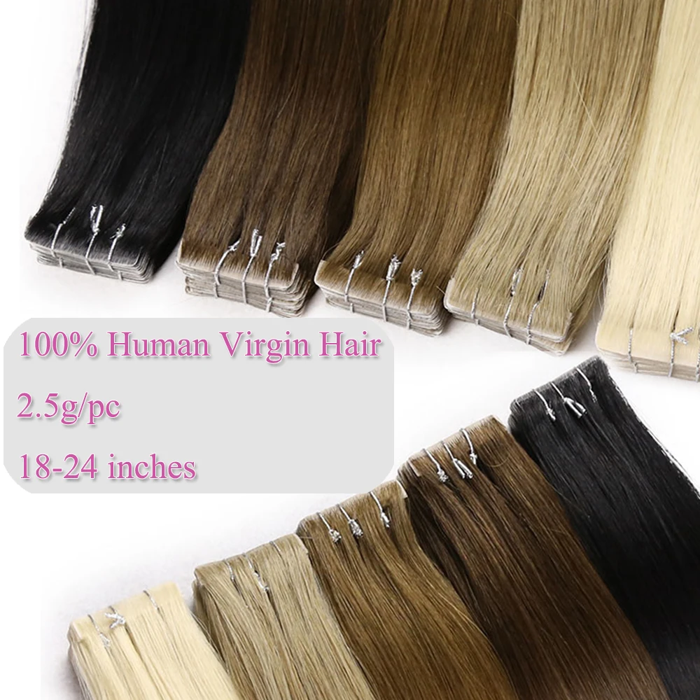 

Invisible Pu Seamless Injection Tape in Hair Extensions Human Hair Natural Color 18-24inch 50g/100g Best Quality
