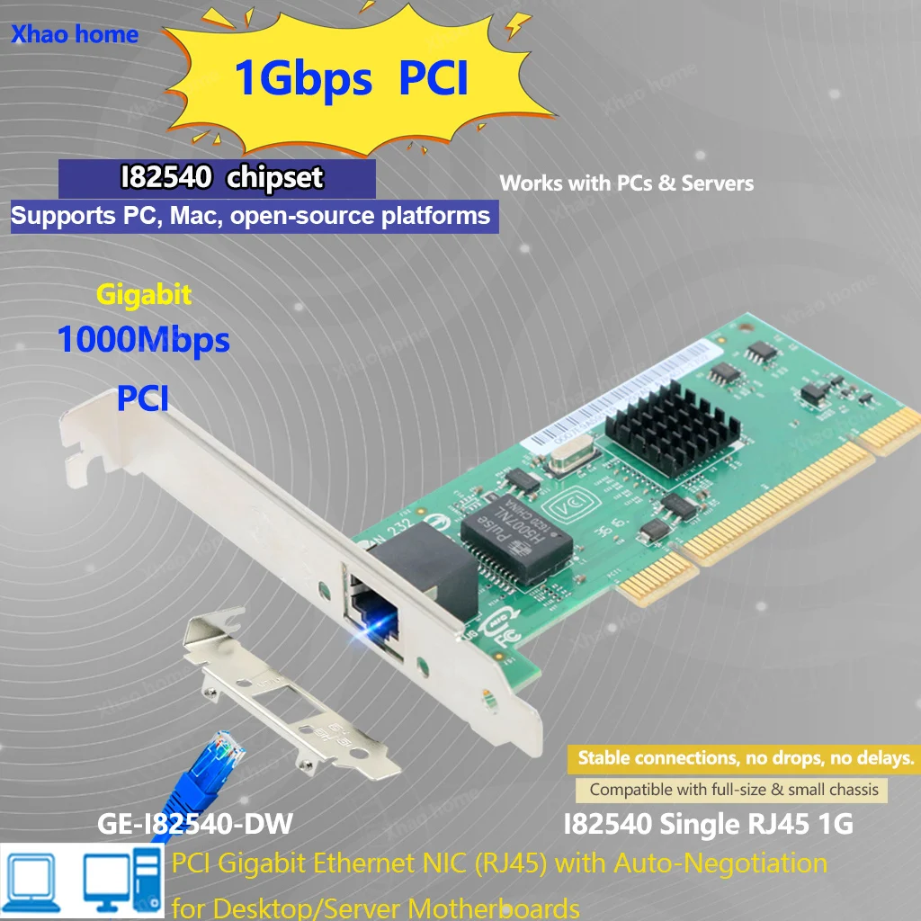 

For Intel I82540 1-Port Gigabit PCI Network Card - 10/100/1000Mbps RJ45 Ethernet Adapter for Server/Workstation/Desktop PC NIC