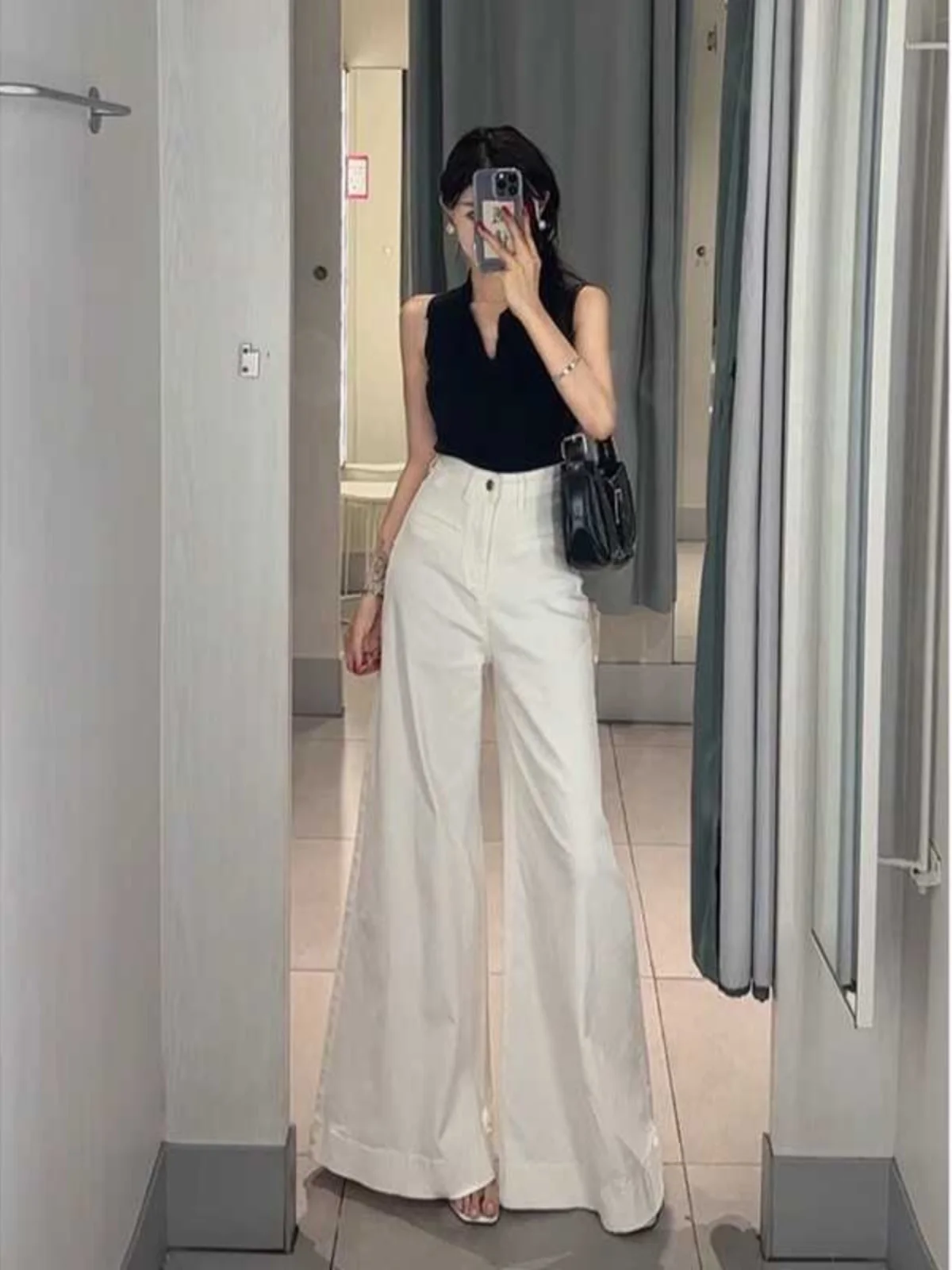 

Джинсы женские с высокой талией, широкие, повседневные, расклешенные, удлиненные, в стиле буткат, корейский стиль, для ранней осени