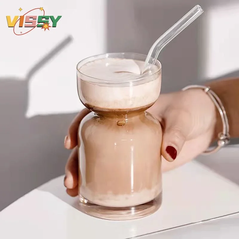 

350ml Creative Diy Coffee Mug Shape Glass Coffee Cup Transparent Juice Glasses Tumbler Ice Cream Cup Leben Milk Shake Mug