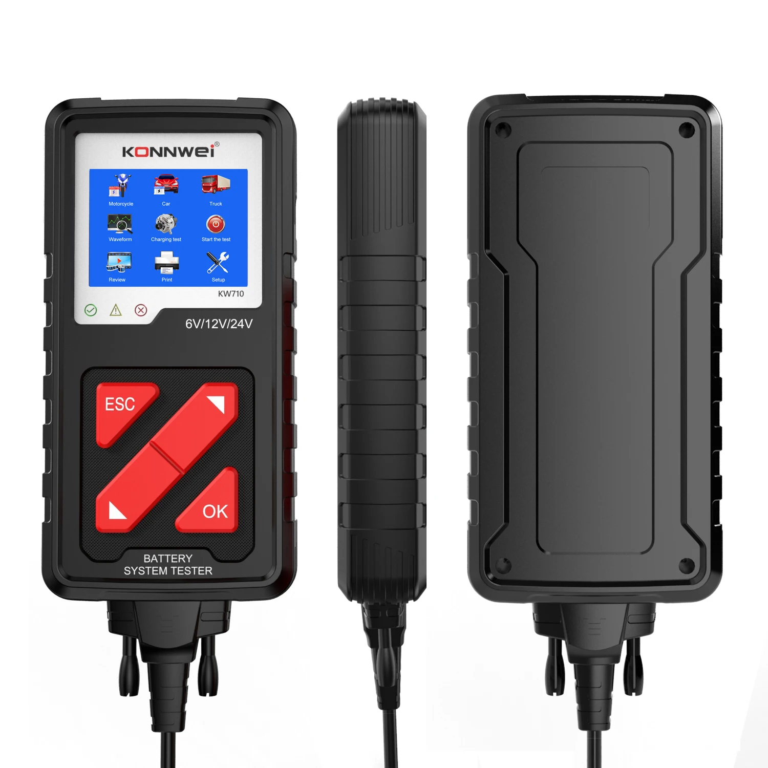 Probador de batería de plomo-ácido para coche, compatible con probador de carga de batería de 6V/12V/24V, herramienta de diagnóstico de carga de coche en línea imprimible actualizable