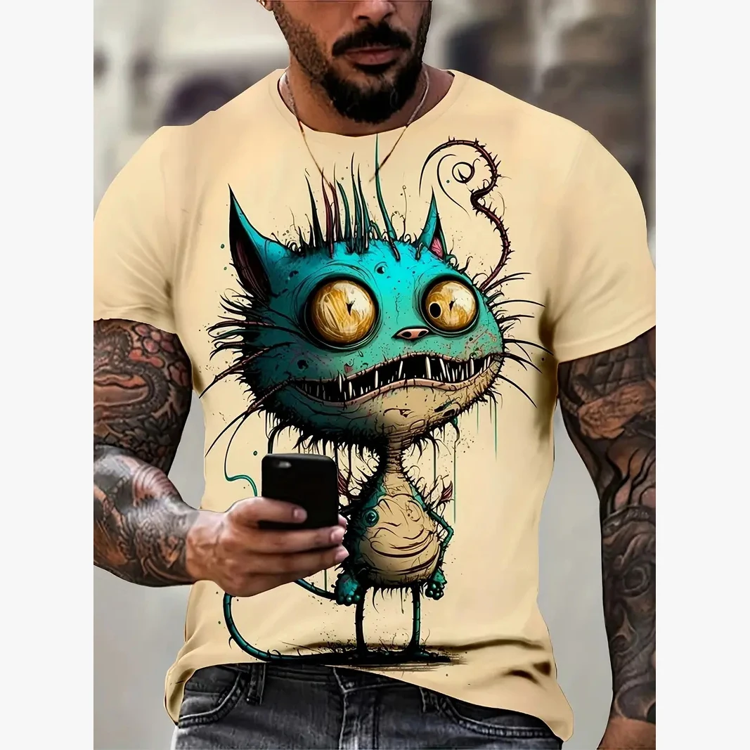 Men's T Shirt Summer Casual Short Sleeve Cartoon Print T-Shirts Fashion Streetwear Pullover Male Pullover Oversized Clothing