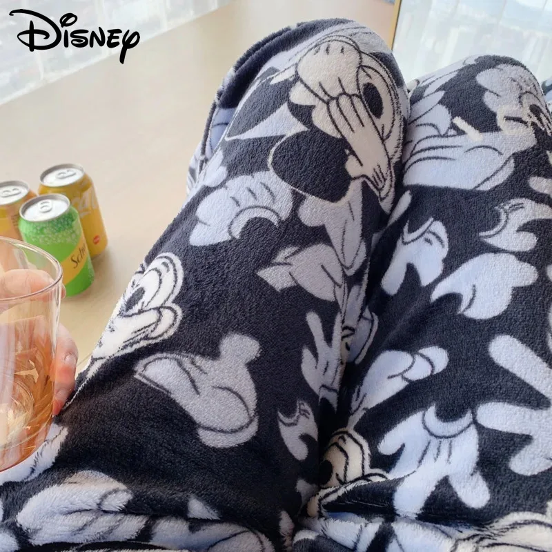 New Disney Mickey Mouse Pajama Pants Women Winter Plush Long Sleepwear Korean Fashion Cute Home  Wear Clothes Y2k