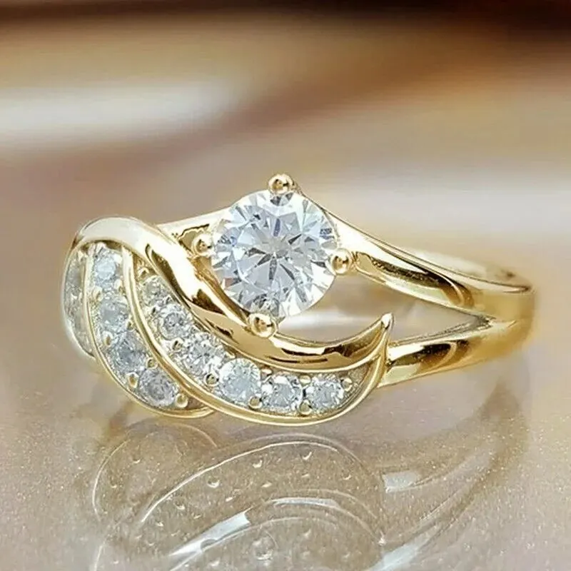 Classic Fashion Women Rings Metal Gold Color White Zircon Ring for Women Romantic Bride Girl Proposal Ring Wedding Jewelry Gift image 3