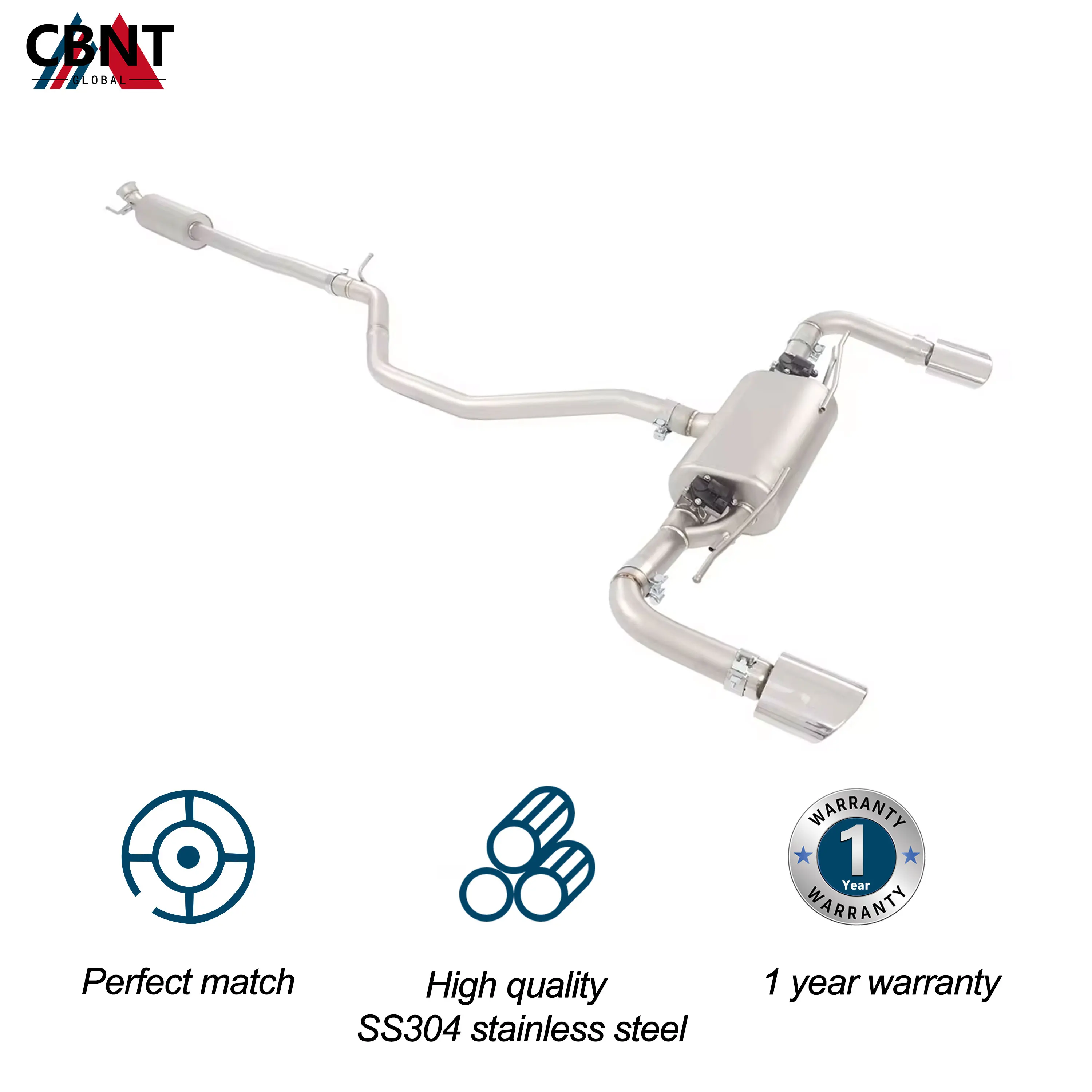 CBNT Valved Exhaust Catback for Mercedes Benz A180 A200 A260 W176 1.6T SS304 Performance Exhaust Pipe System with Valve Muffler