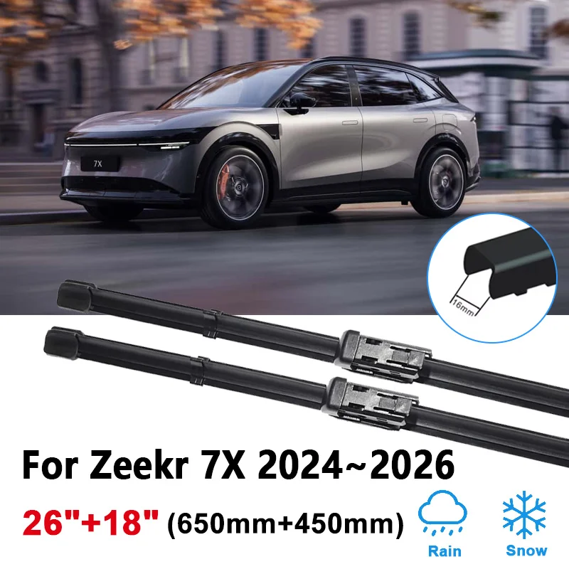 26 "+ 18" ل Zeekr 7X اكسسوارات 2024 2025 2026 ممسحة السيارة تنظيف مسح نافذة المساحات الأمامية شفرات المطاط فرش اكسسوارات
