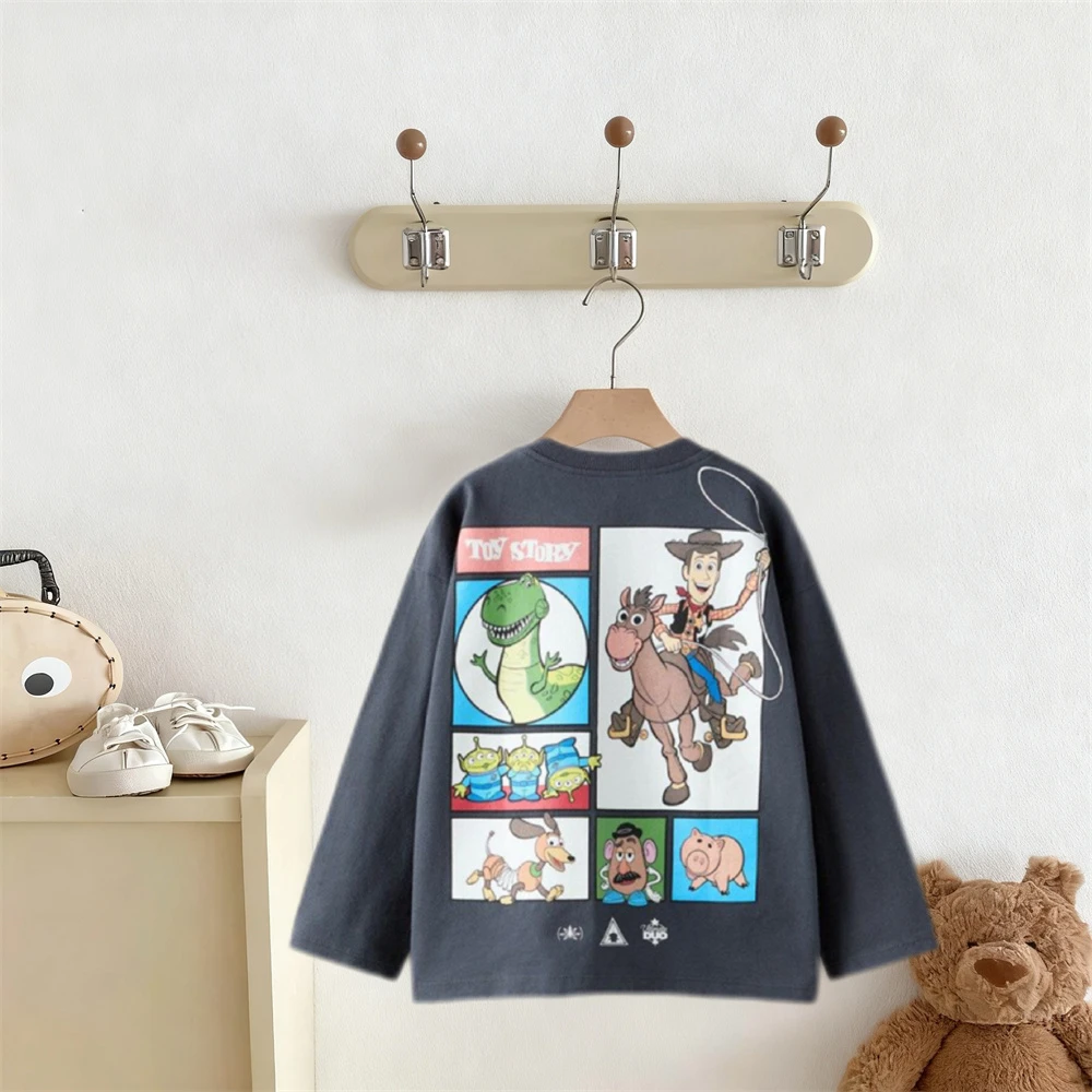الكرتون تي شيرت أزياء عارضة الملابس ربيع الخريف ارتداء الفتيان والفتيات طويلة الأكمام جديد طفل Crewneck قمم الطباعة تيز #6