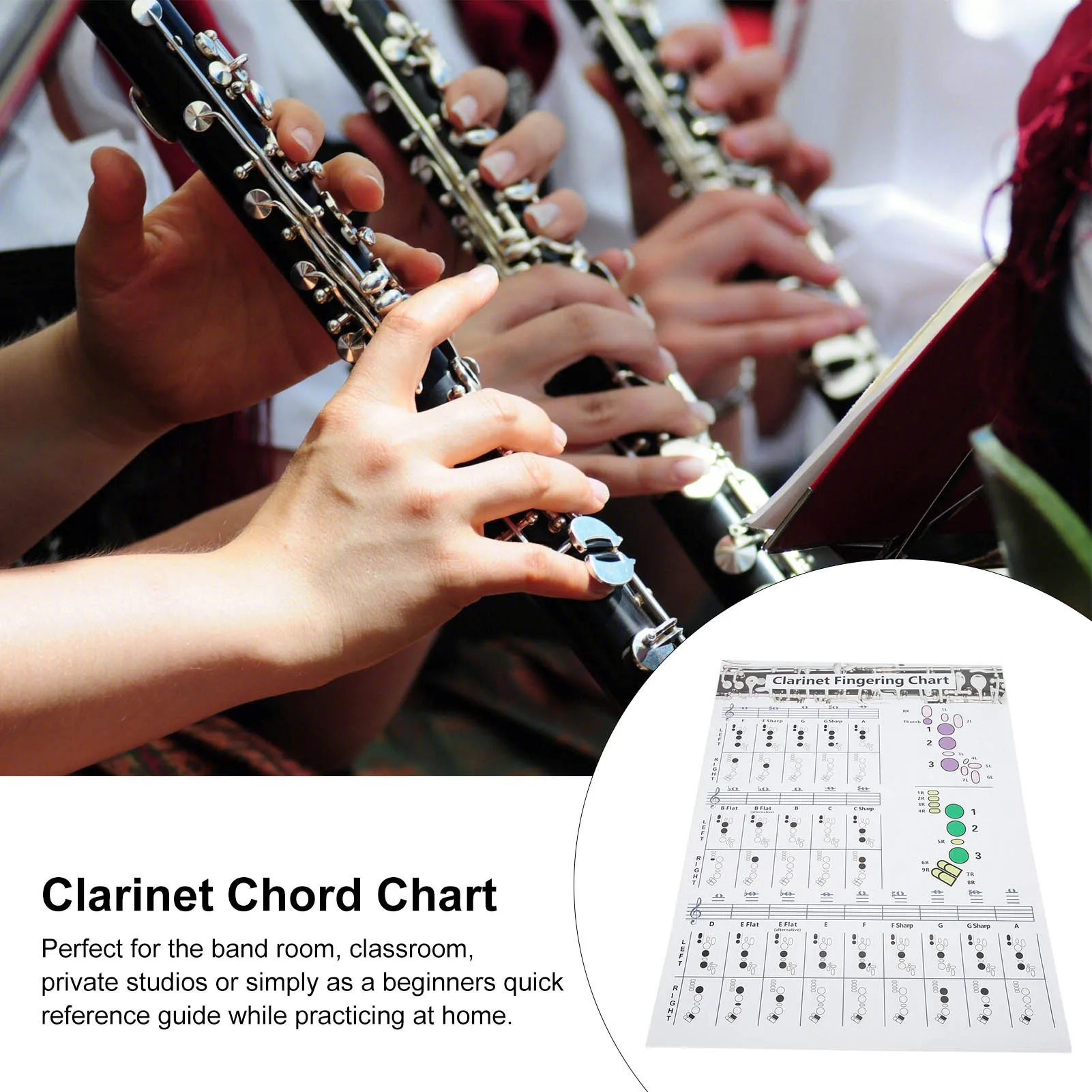 Clarinet Fingering Chart Clarionet Chords Poster Training Chart Musical Instrument Accessories for Beginners