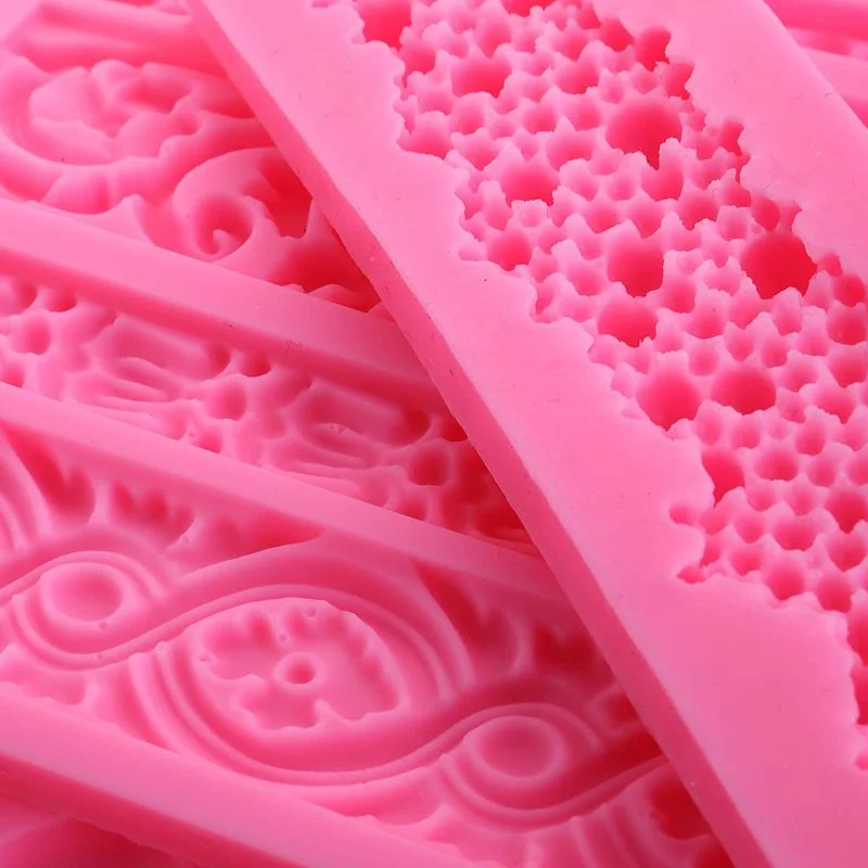 Baroque Silicone Mold Embossed Border Pearl Fudge Mold Rope Chain Bag Zipper Cake Decorating for Kitchen DIY Baking Tools