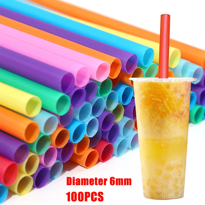 100 Uds pajitas desechables pajita ancha de plástico colorida leche té jugo cóctel bebida pajita para fiesta de cumpleaños accesorios de cocina