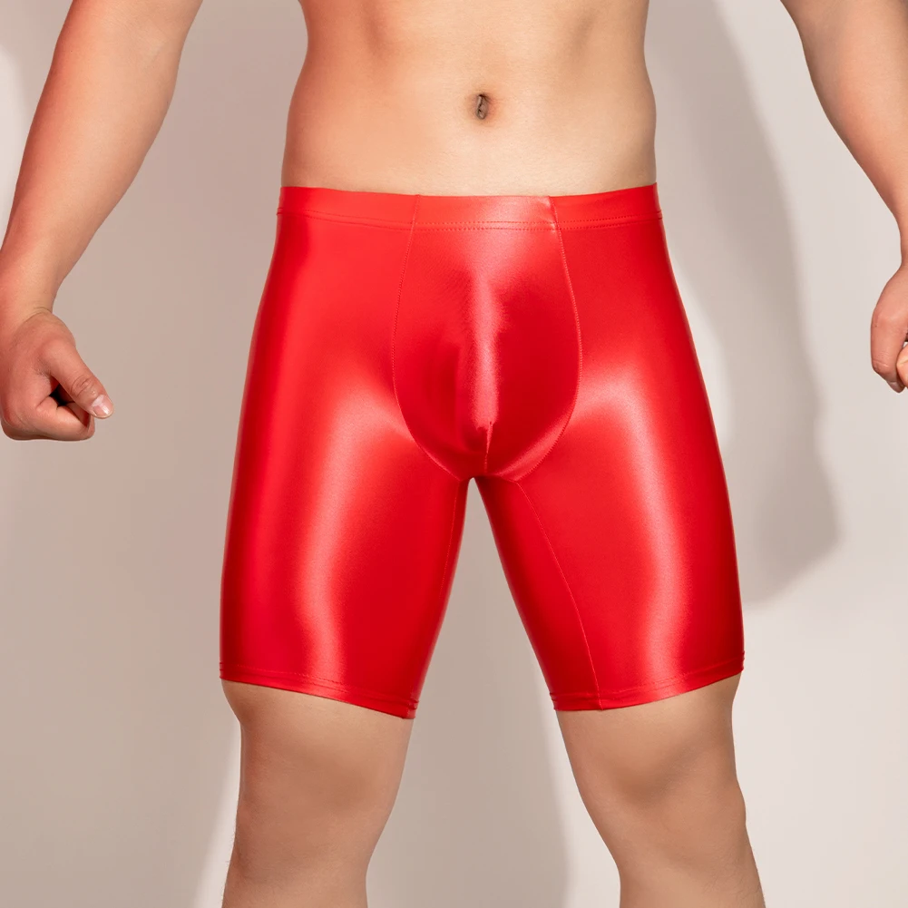 

1pc Fashion Men Sports Boxers Shorts Oil Shiny Leggings Boxer Underwear Elastic Skinny Low Waist Panties Jockstrap