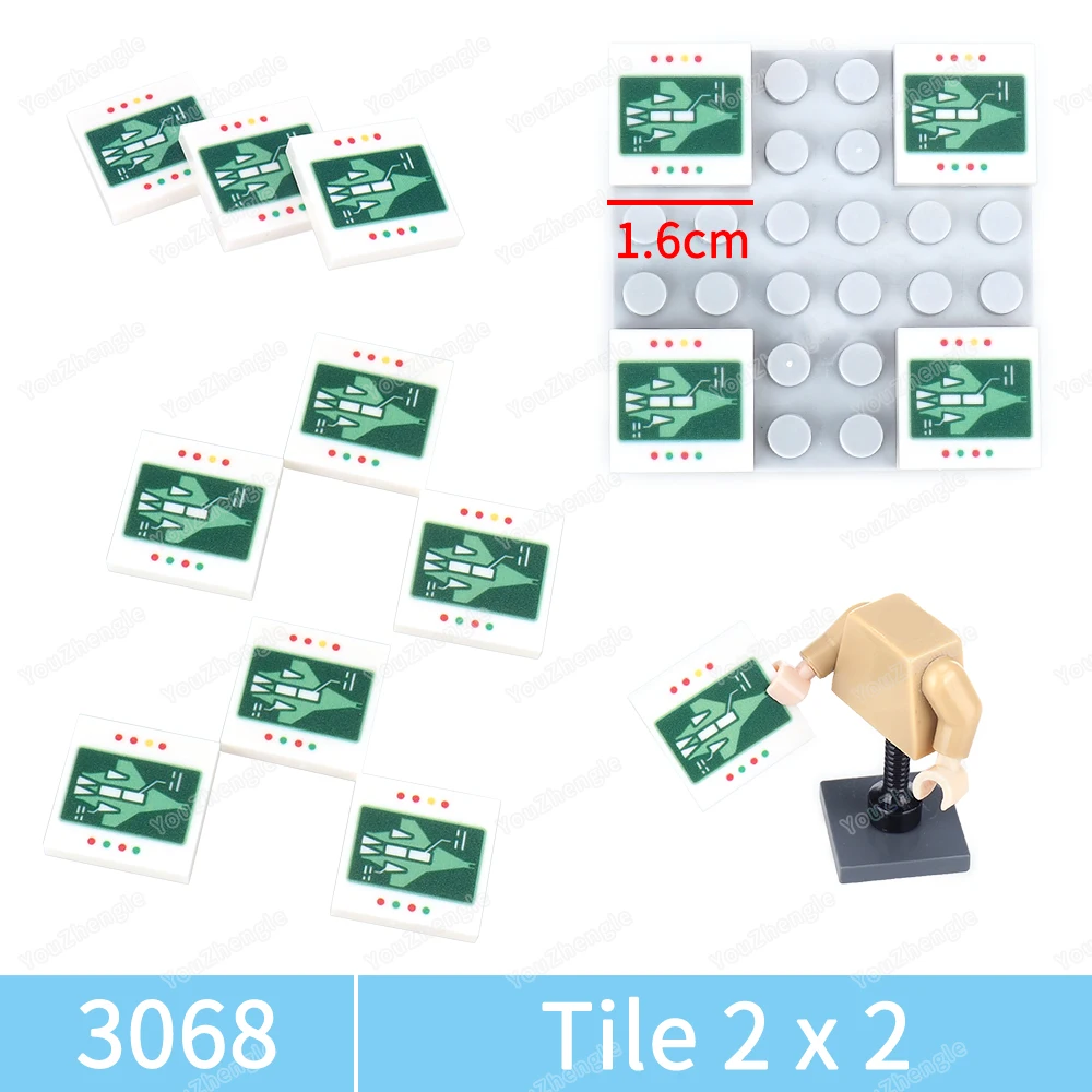 

Fighter Diagnostic screen Lighting Pattern 3068pb2028 Building Block 2x2 Tiles Printed figures Galaxy Scene Model Parts Gift Toy
