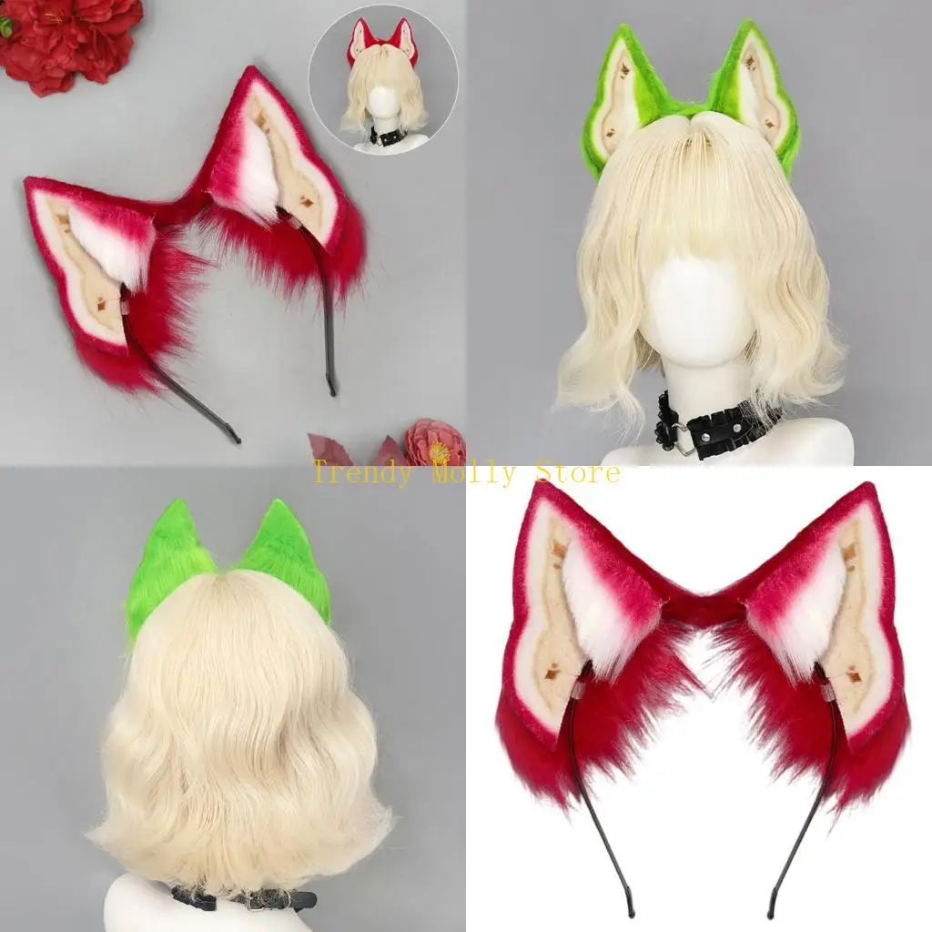 

N5KB Comfortable Dog Ears Furry Headbands For Enjoyment Maid Headwear Photo Props