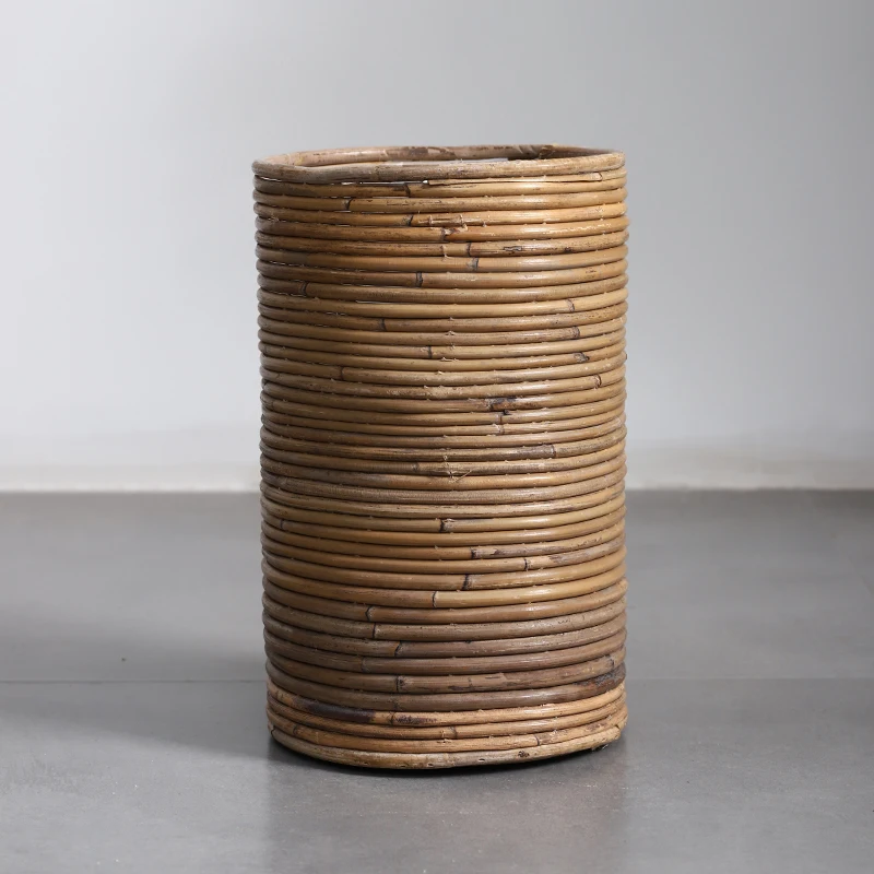 Imported Natural Rattan Basket Retro B & B Minimalist Rattan Flower Pot Balcony Containers for Plants and Flower