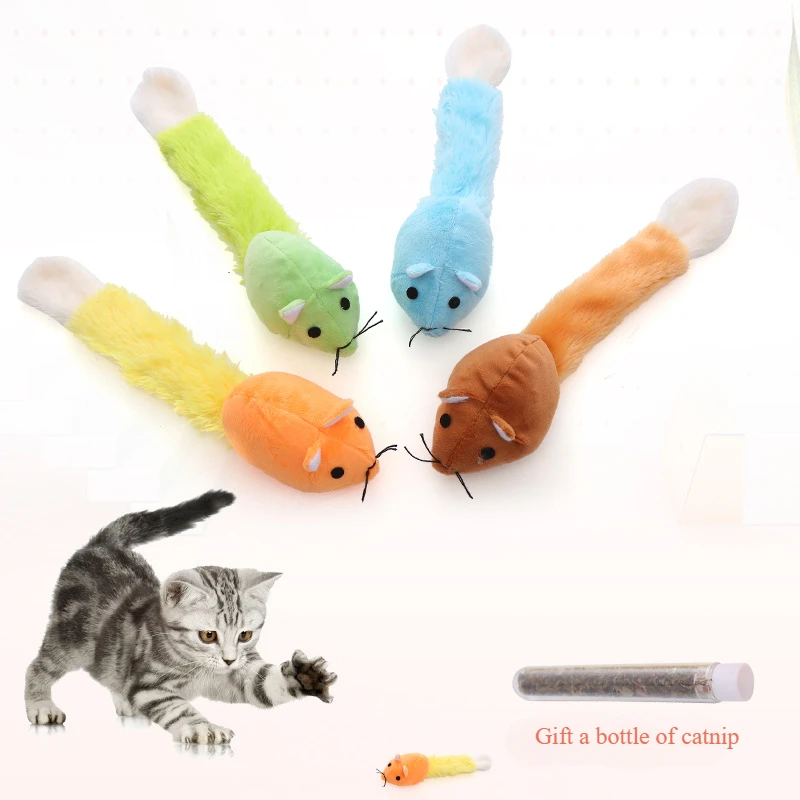 

Pet Supplies Long Tail Plush Mouse Shaped Catnip Self Hi Interactive Cat Toy