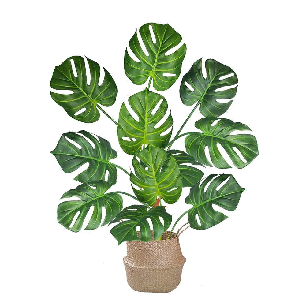 

68cm 7 Fork Large Artificial Monstera Fake Plants Plastic Palm Leaf Real Touch Turtle Leaves For Home Garden Outdoor Party Decor