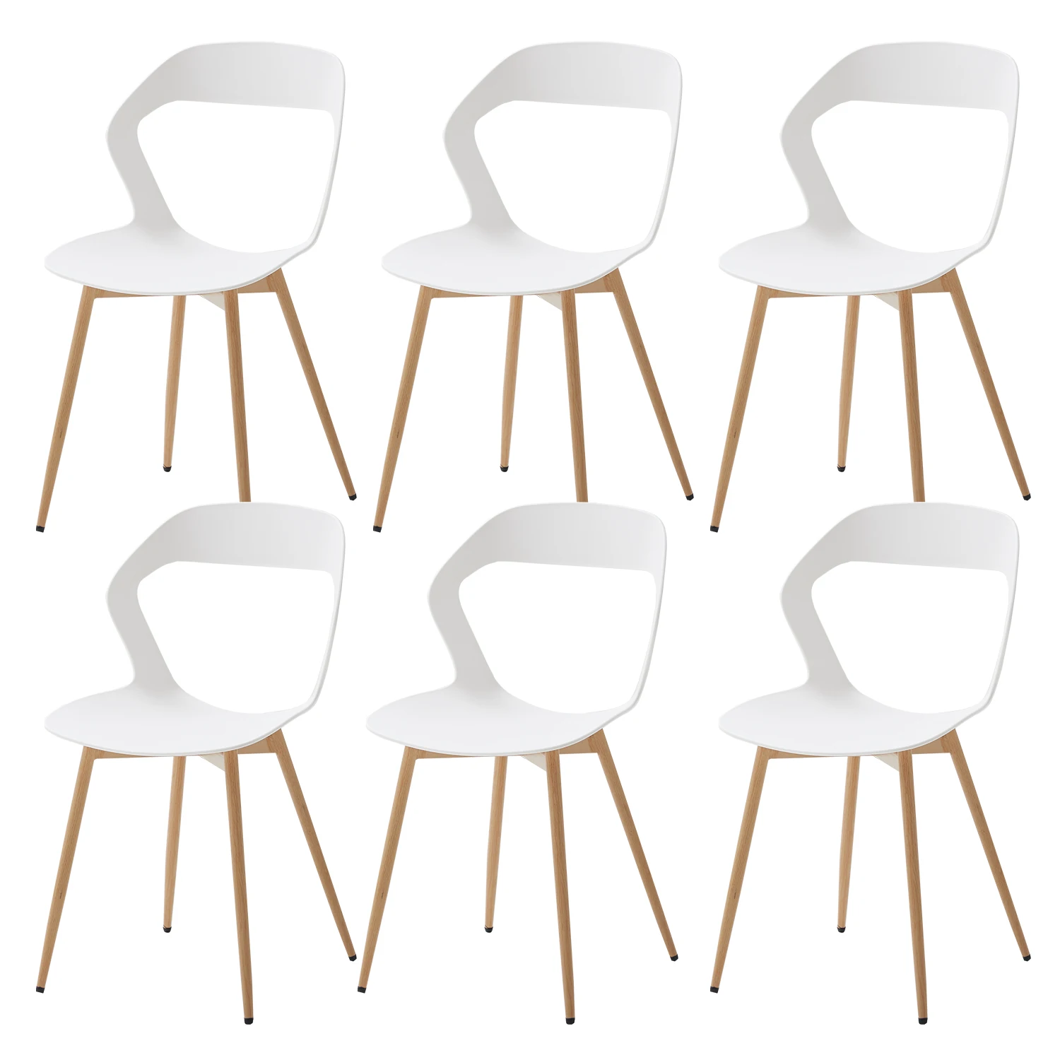 6Pcs/Set Hollow Dining Chairs Modern Simple Household Back Stool Nordic Negotiation Chair Plastic Chair Cosmetic Chair White