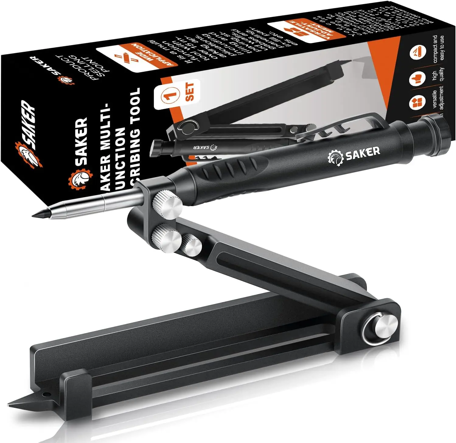 Multi-function Scribing Tool for Woodworking, Aluminum Alloy with Adjustable Design and Portable Clip