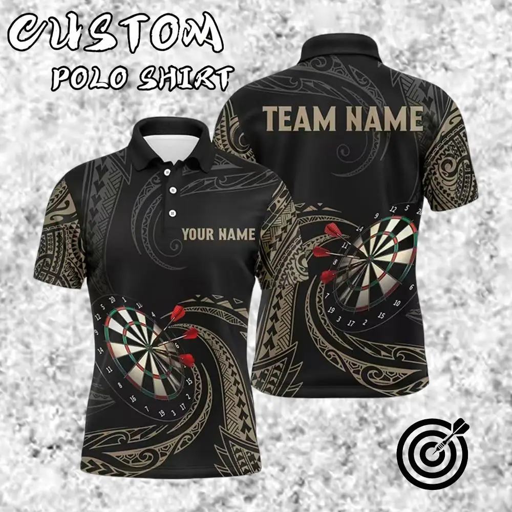 Personalized Darts Polo Shirt 3D All Over Print Men's Custom Name Team Darts Jersey Unisex Quick-drying Breathable Golf Shirt