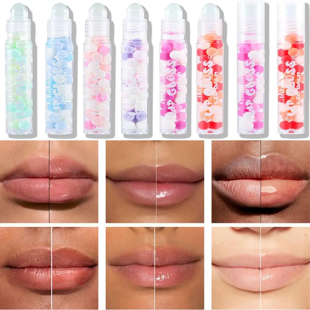 

Бальзам для губ, увлажняющий зеркальный блеск для губ, рулон губной помады, анти-высыхающее дизайнерское масло, прозрачный макияж губ, шарик для губ, основа для ухода Q6P1