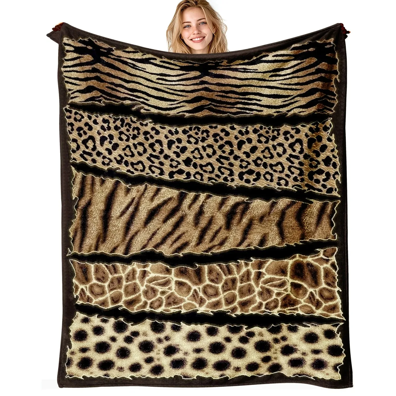 

Фланелевое одеяло с леопардовым принтом и элементами пэчворка - мягкое и теплое, для дивана, кровати, офиса, автомобиля, кемпинга, идеальный подарок для семьи и друзей