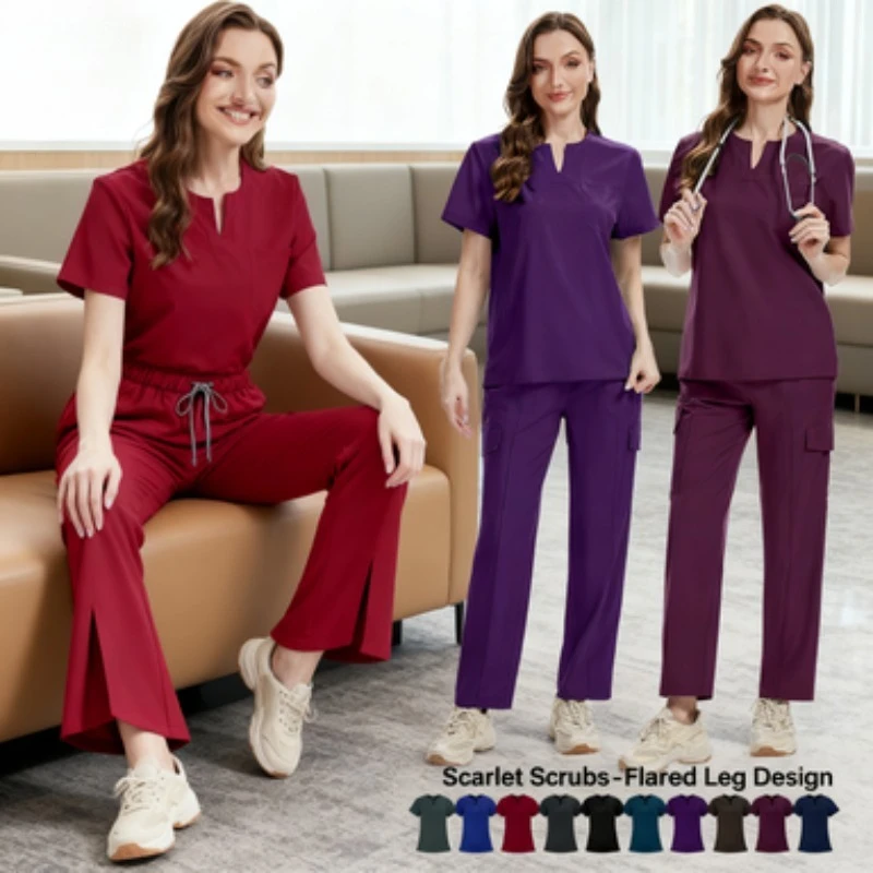 ユニセックスVネックオーバーオール - 医師や看護師向けの速乾性手洗いユニフォーム 薄手で無地の作業服