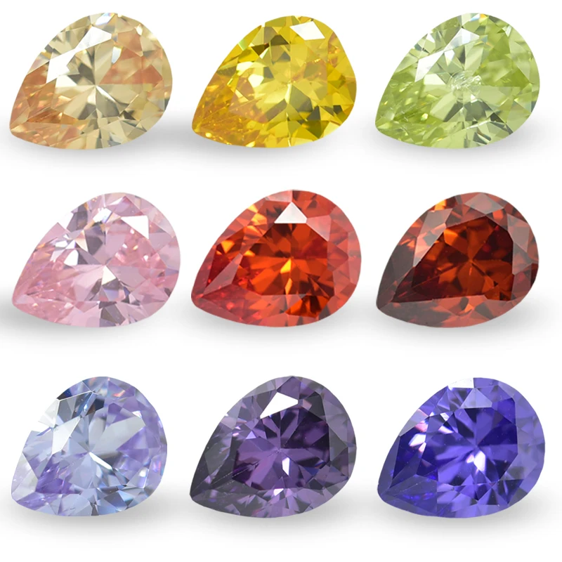 

Size 2x3mm~13x18mm Pear Cut Loose Cubic Zirconia 5A CZ Stones High Quality For Gems Synthetic Gems Wholesale