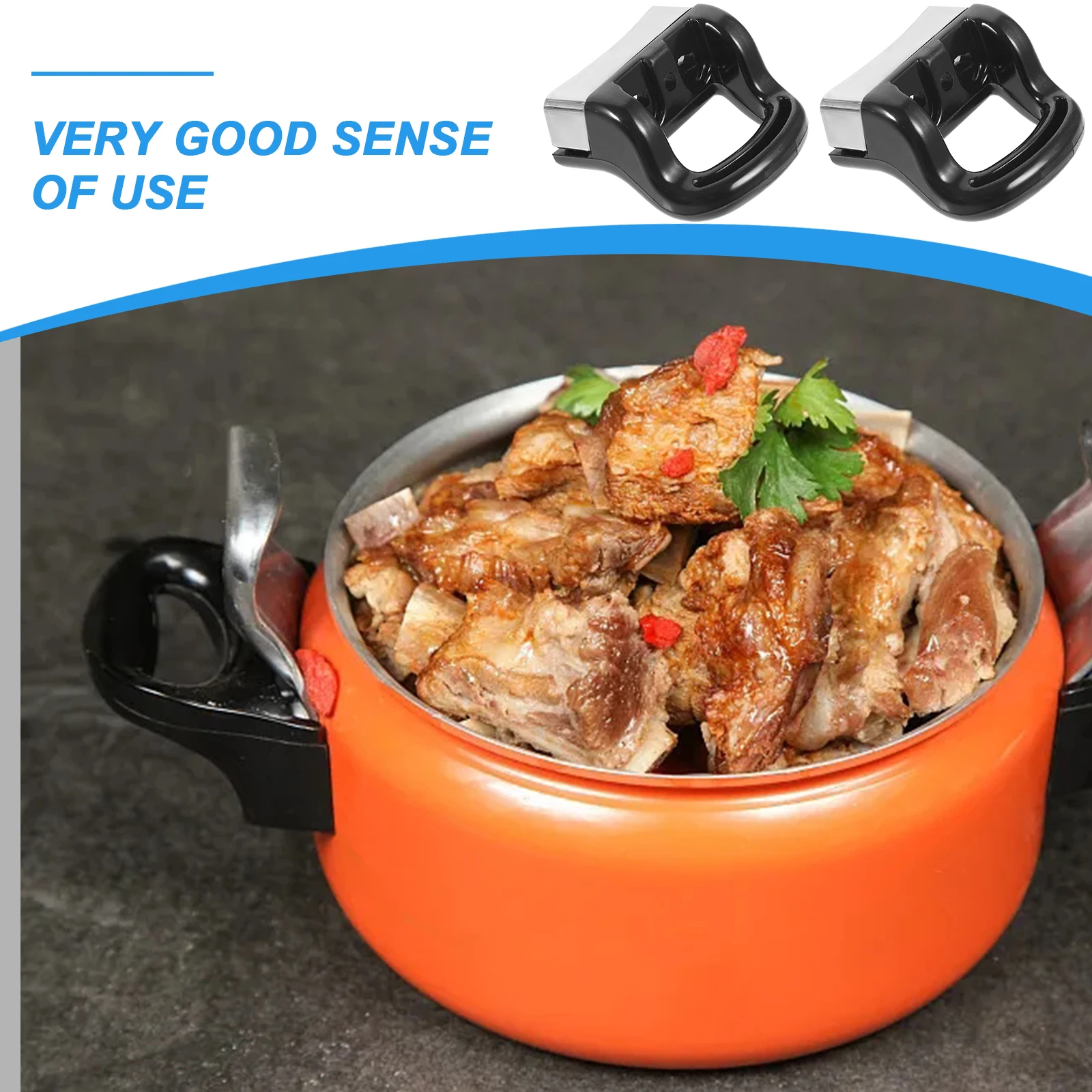 

2Pcs Cooker Cover Handle Replacement Strong Plastic and Metal Pot Side Handle for Soup Boiler Steaming