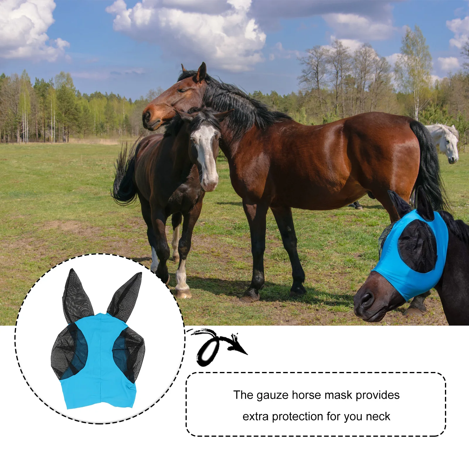 

Mosquito Mask Lightweight Horse Prevention Protection Portable Head Mesh Gauze Outdoor