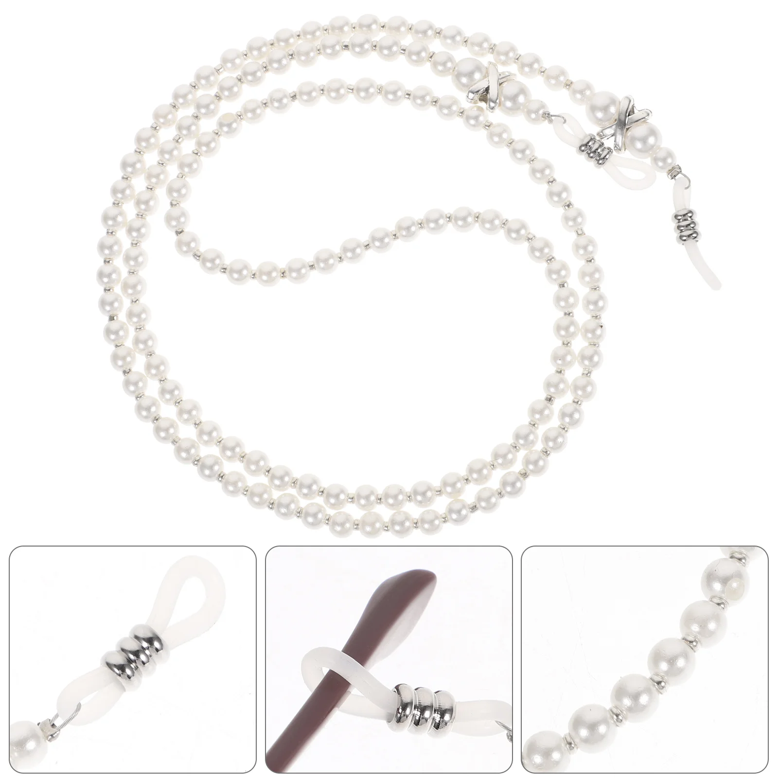 

2Pcs Premium Eyeglasses Chain Anti-Slip Pearl Design Lightweight Eyewear Strap Secure Comfortable Fit Trendy Eyeglass