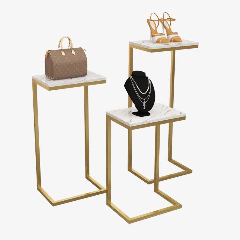 

Clothing store, wrought iron, window, display rack, simple, high and low, flowing table.