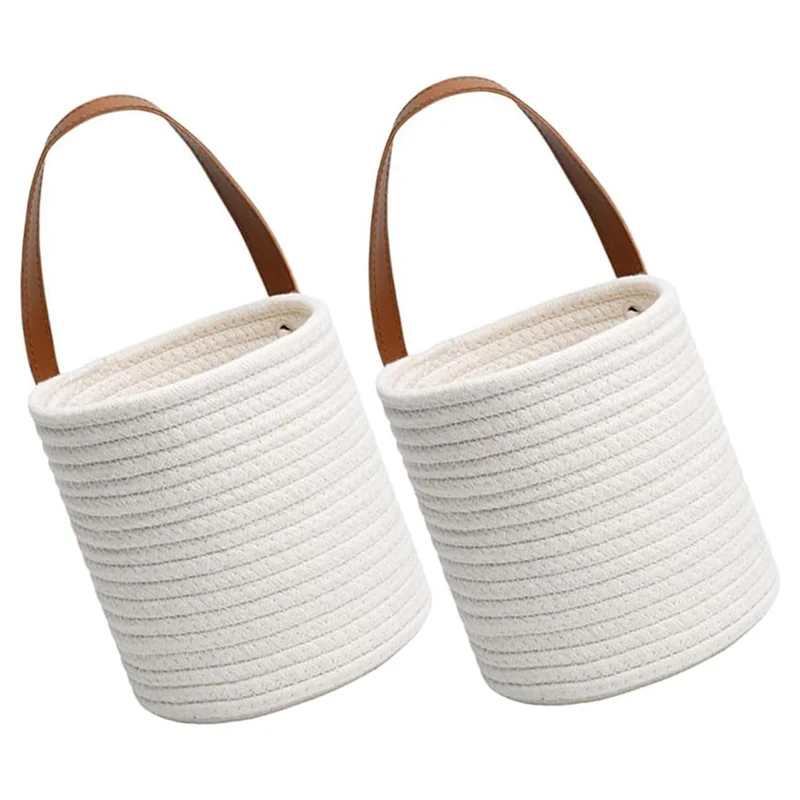 

【Flash Deal】Cotton Fabric Wicker Wall Mounted Baskets 2Pcs Hanging Storage For Flower Home Decor