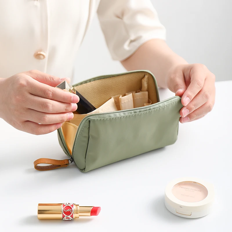 Homefish New Korean Style Solid Color Cosmetic Bag Women Waterproof Makeup Organizer Toiletry Pouch