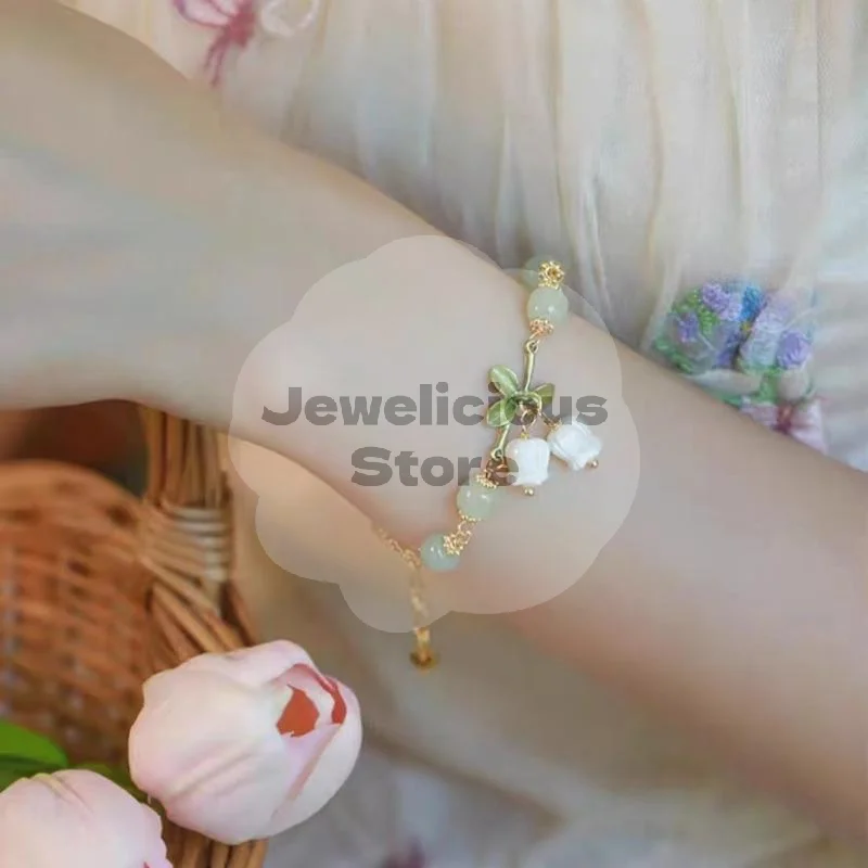 Cherry Pendant Orchid Bracelet Exquisite Flower Charm New Chinese Style Beaded Hand Rope For Party