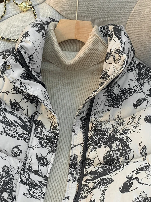Top Jaet ort Sle in cotone stampato vestibilità ampia, antivento, casual, per donna, collezione invernale di Meimei Da